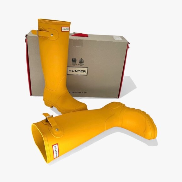 Hunter Original Tall Rain Boots Women’s 6 Yellow Waterproof Wellington Wellies - Picture 2 of 12